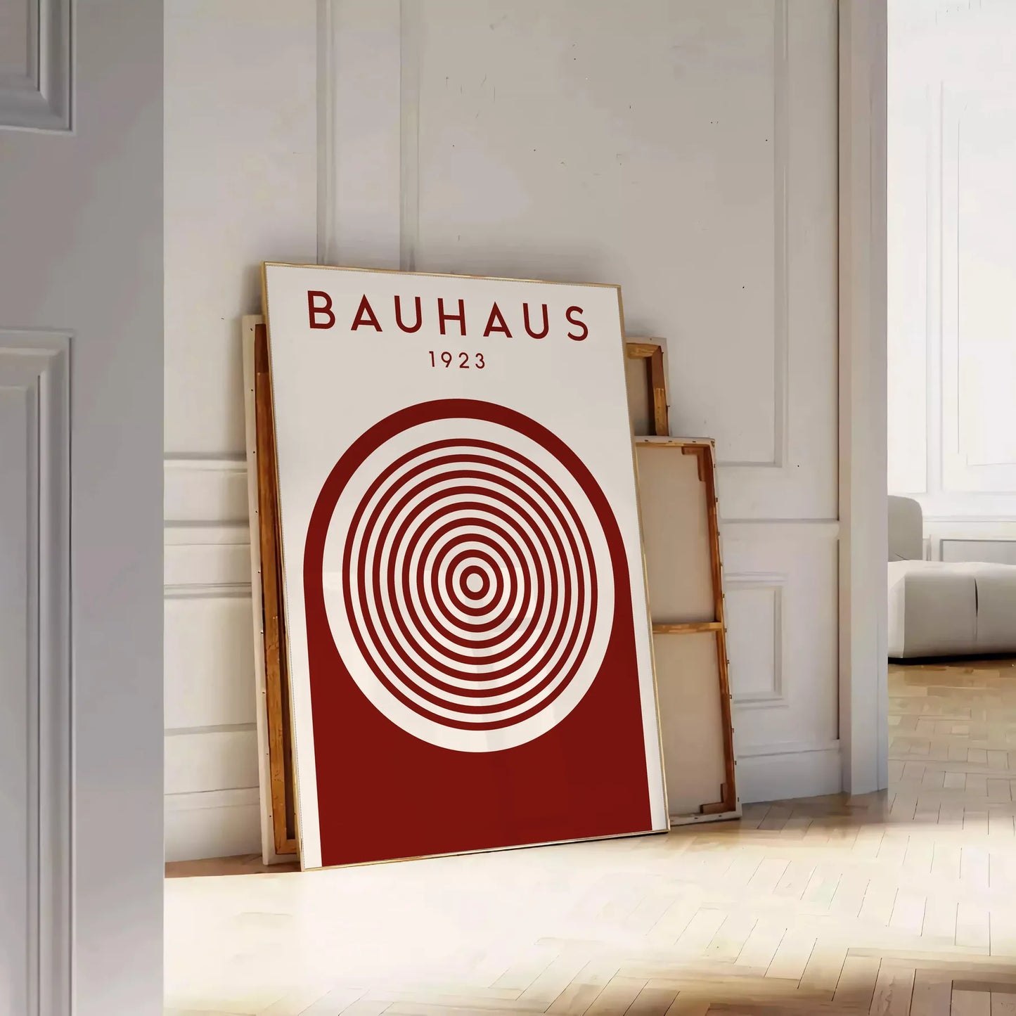space trendy Bauhaus art prints stylish gray brown hues poster modern touch room wall unique gift sleek design sure frame perfect style