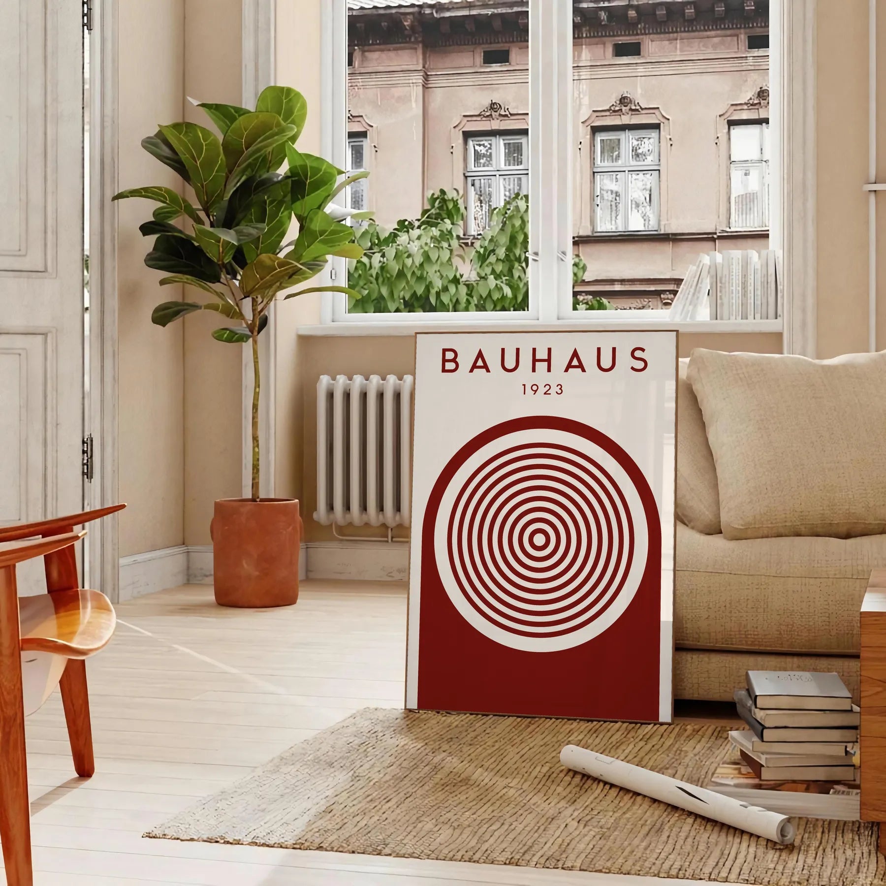 space trendy Bauhaus art prints stylish gray brown hues poster modern touch room wall unique gift sleek design sure frame perfect style