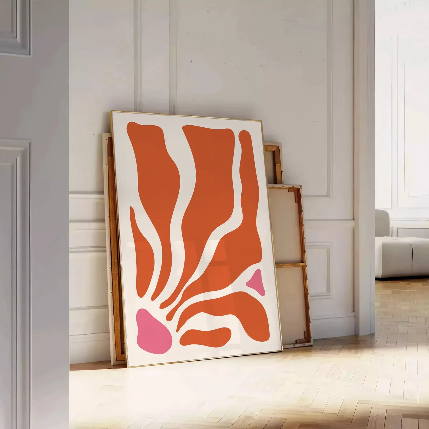 space Boho Abstract 15 art print vibrant orange red hues wall poster splash artistic elegance room gift lovers frame style