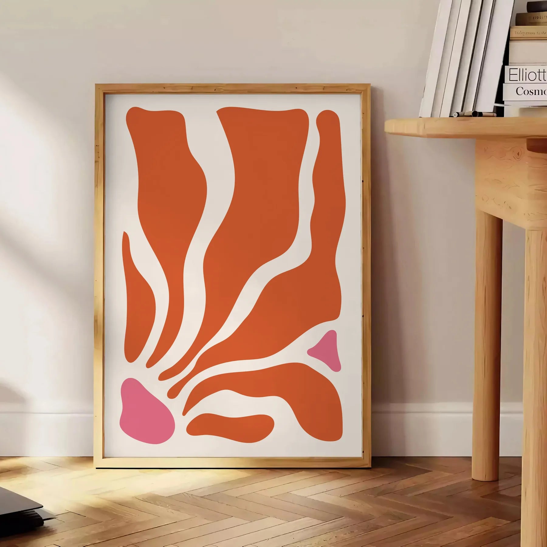 space Boho Abstract 15 art print vibrant orange red hues wall poster splash artistic elegance room gift lovers frame style