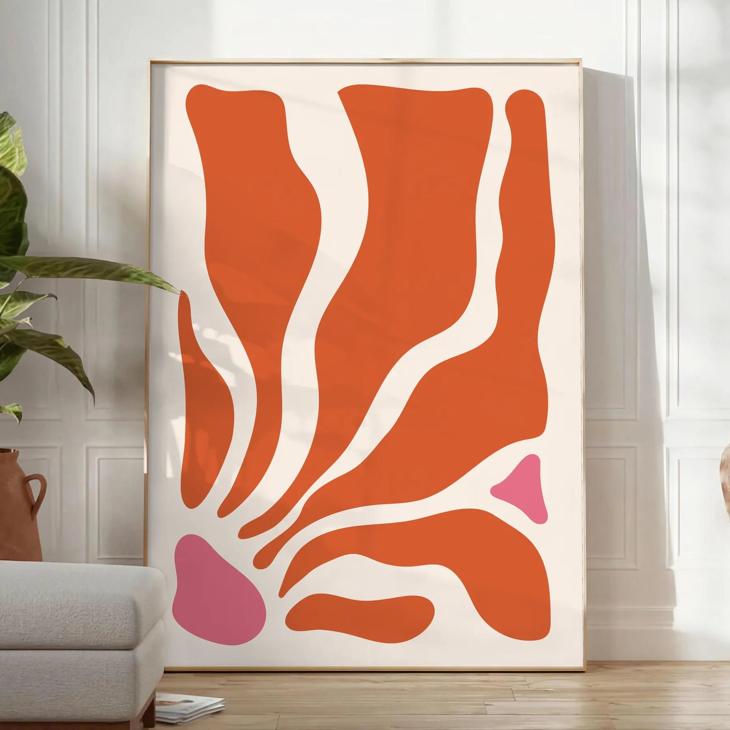 space Boho Abstract 15 art print vibrant orange red hues wall poster splash artistic elegance room gift lovers frame style