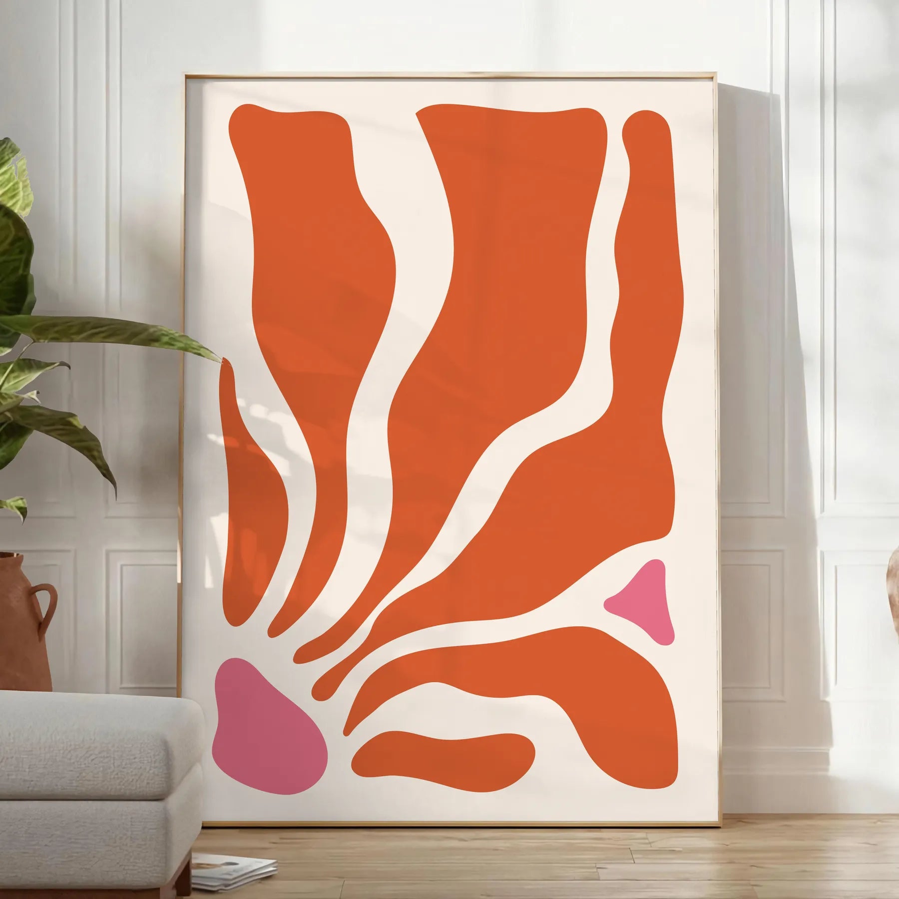 space Boho Abstract 15 art print vibrant orange red hues wall poster splash artistic elegance room gift lovers frame style