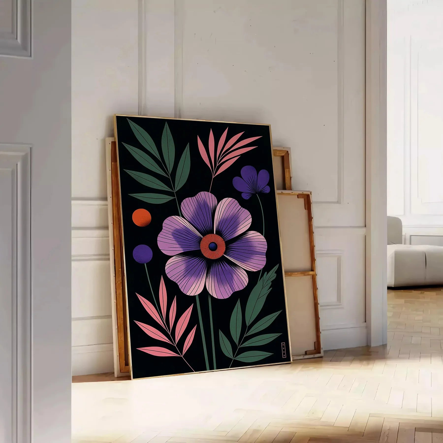 space stunning flower market poster exquisite botanical art black green hues captivating wall perfect gift nature enthusiast sizes A4 A0