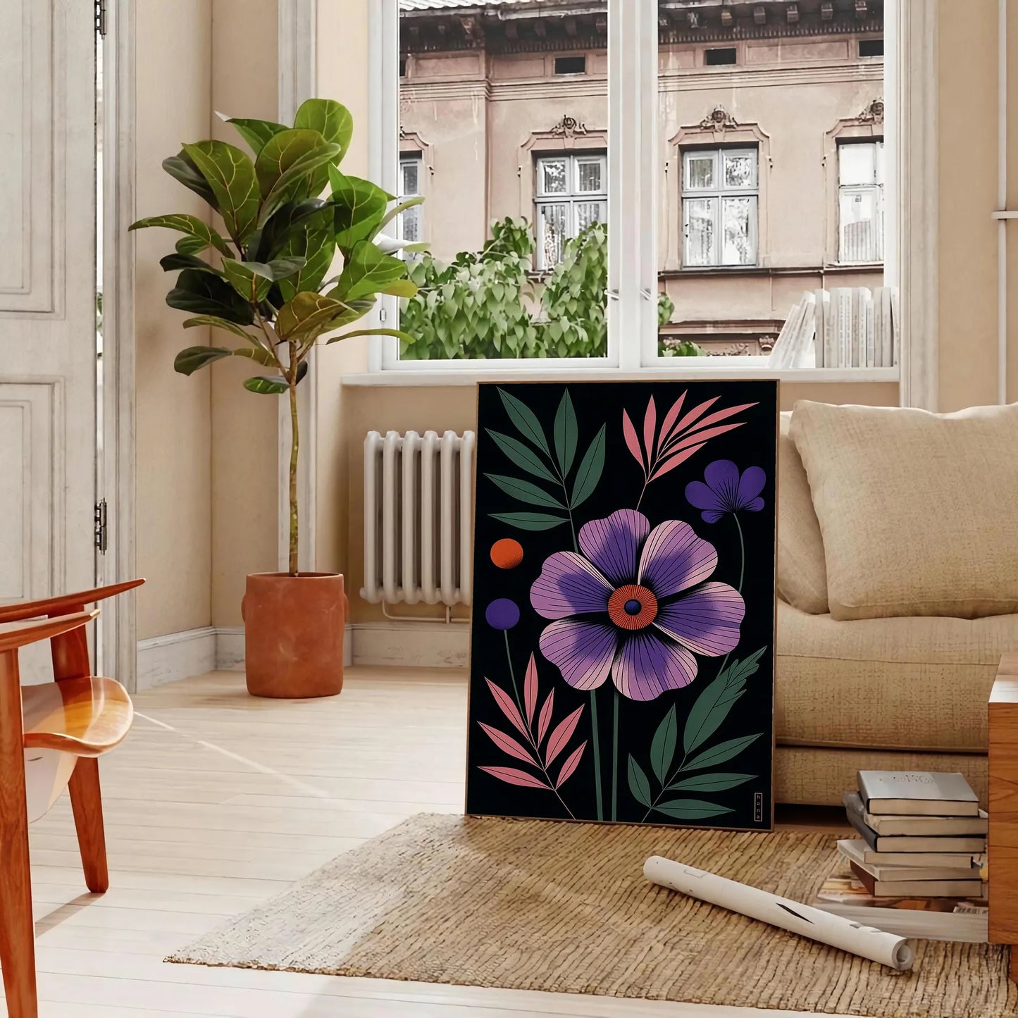 space stunning flower market poster exquisite botanical art black green hues captivating wall perfect gift nature enthusiast sizes A4 A0