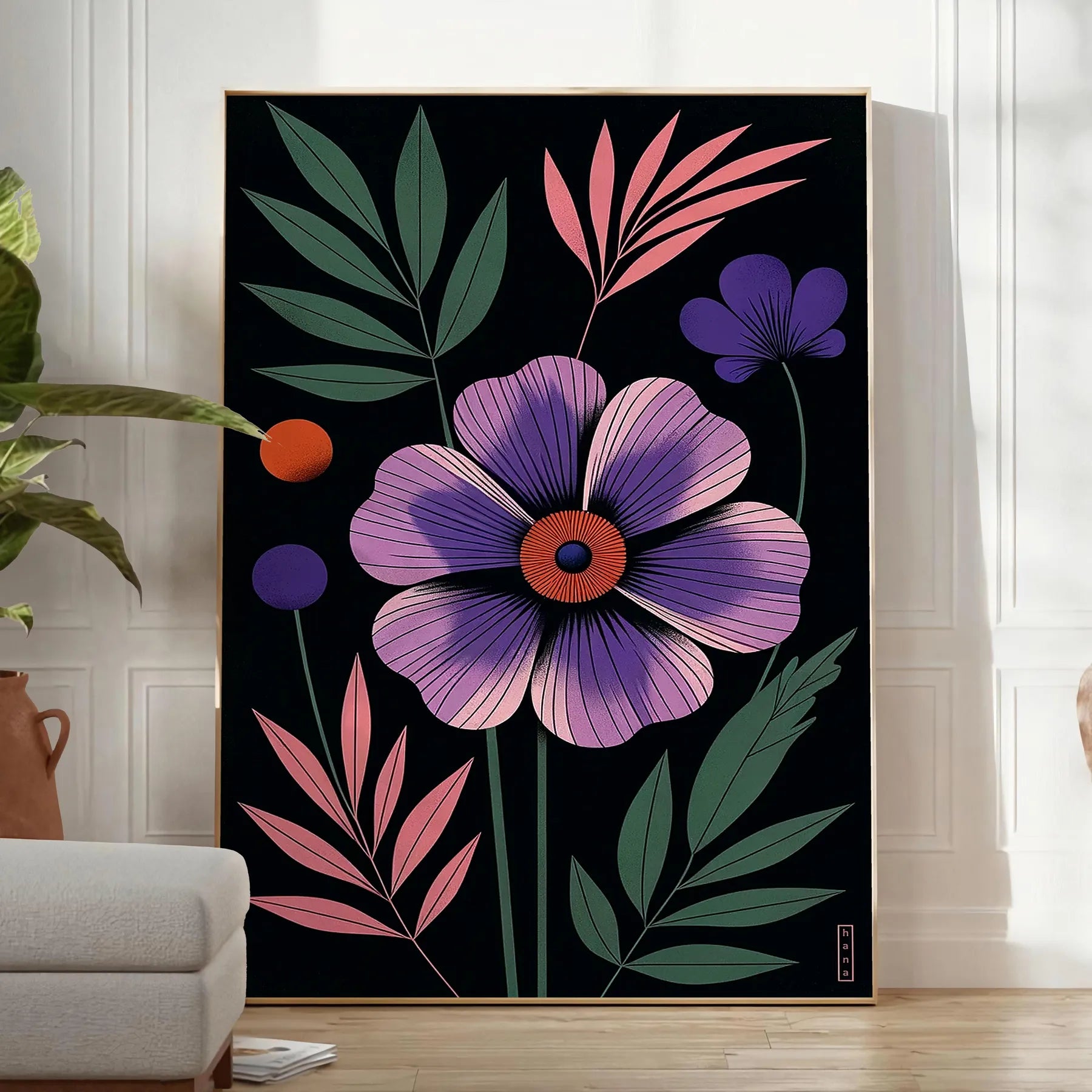 space stunning flower market poster exquisite botanical art black green hues captivating wall perfect gift nature enthusiast sizes A4 A0