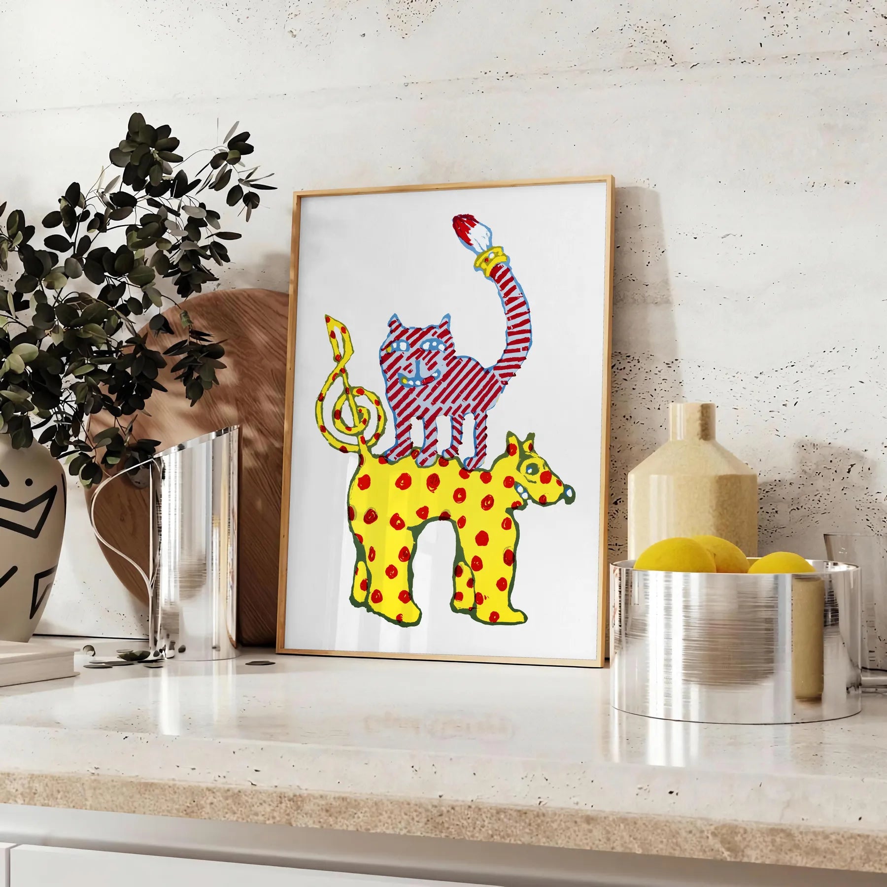 Cat4 Animal Art poster elegant gray hues vibrant yellow stunning wall unique gift print charm space decor exceptional artwork