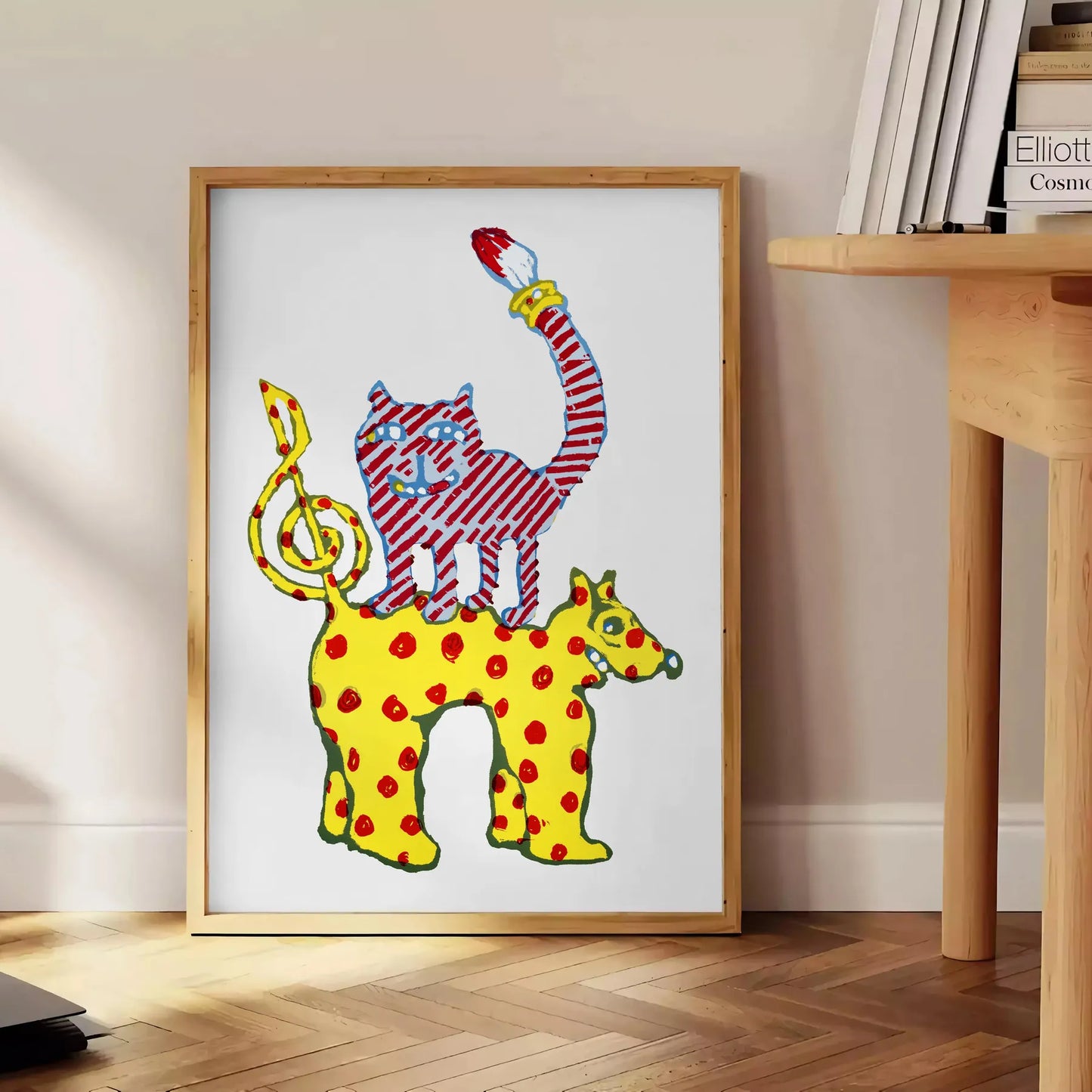 Cat4 Animal Art poster elegant gray hues vibrant yellow stunning wall unique gift print charm space decor exceptional artwork